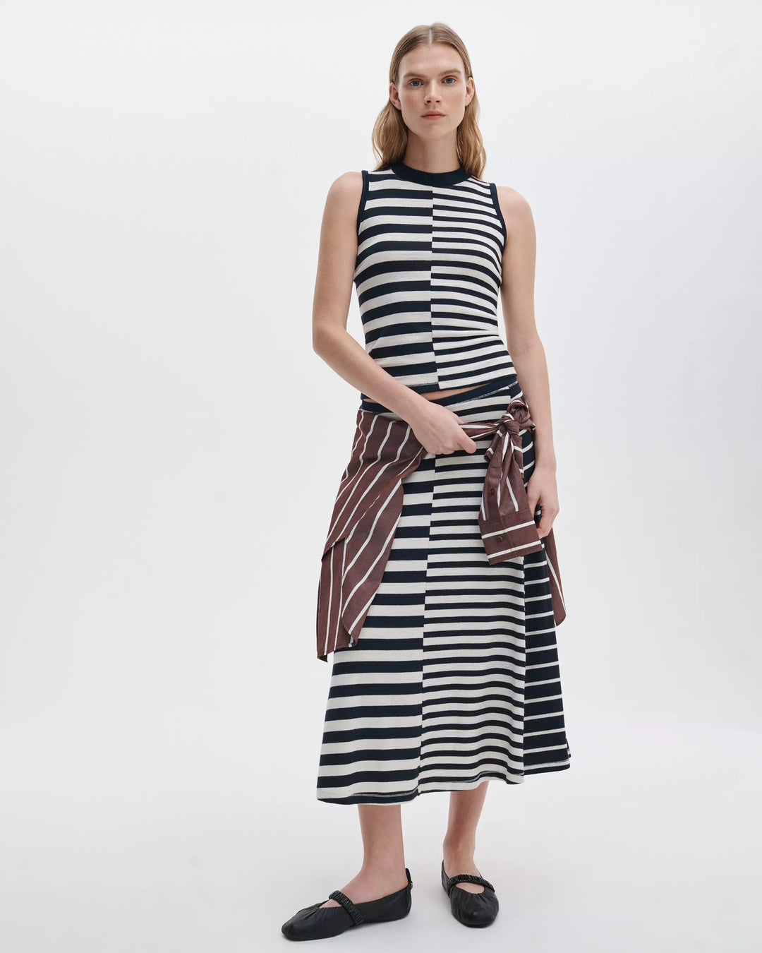 The Knit Mixed Stripe Skirt