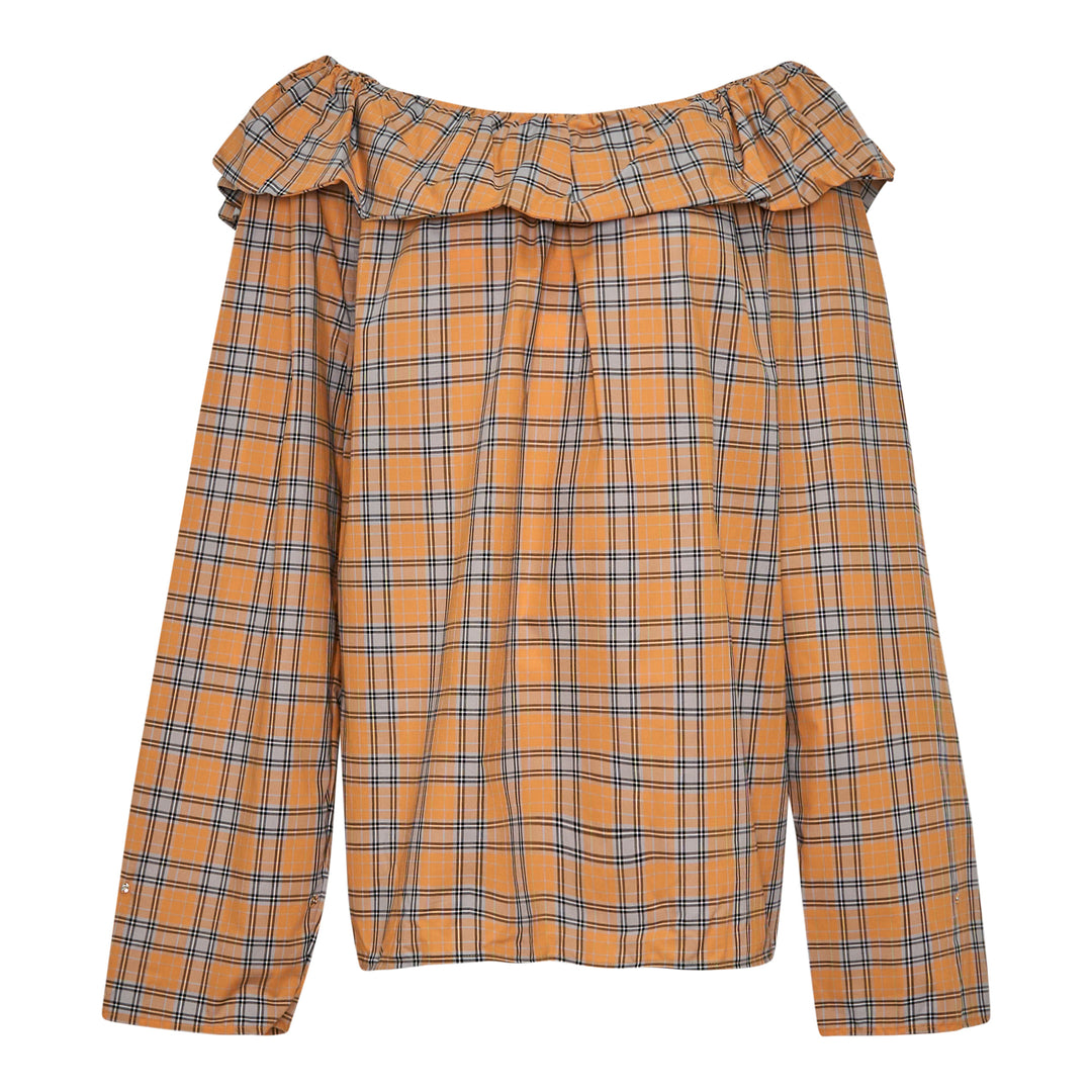 MSGM Plaid Off-Shoulder Blouse – Available at Club 21, Official Retailer in Singapore, Malaysia & Thailand with Global Shipping Online