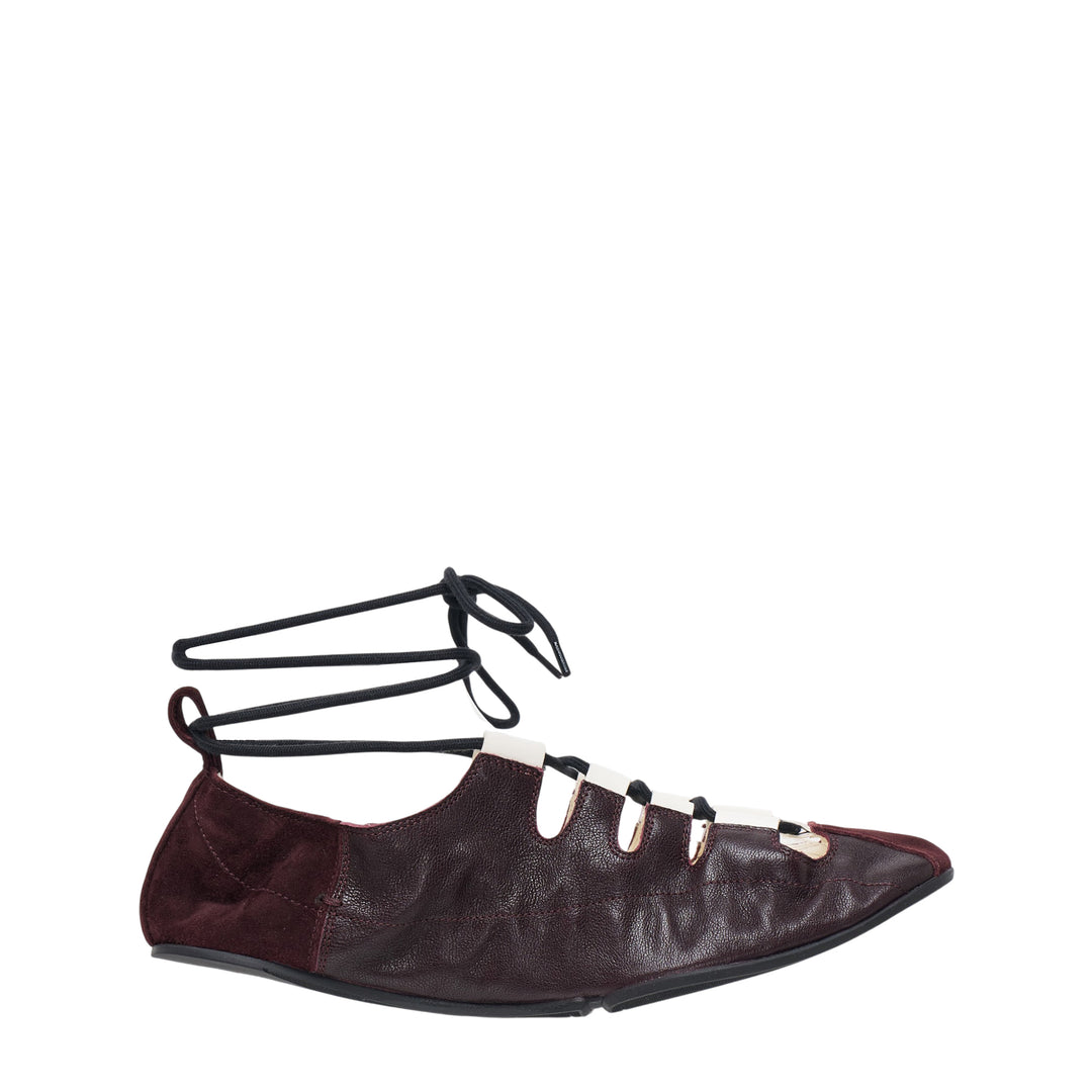 Fold Laced Nappa Lambskin Flats