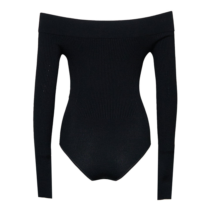ALAIA Sculpting Rib Knit Off-Shoulder Bodysuit – Available at Club 21, Official Retailer in Singapore, Malaysia & Thailand with Global Shipping Online