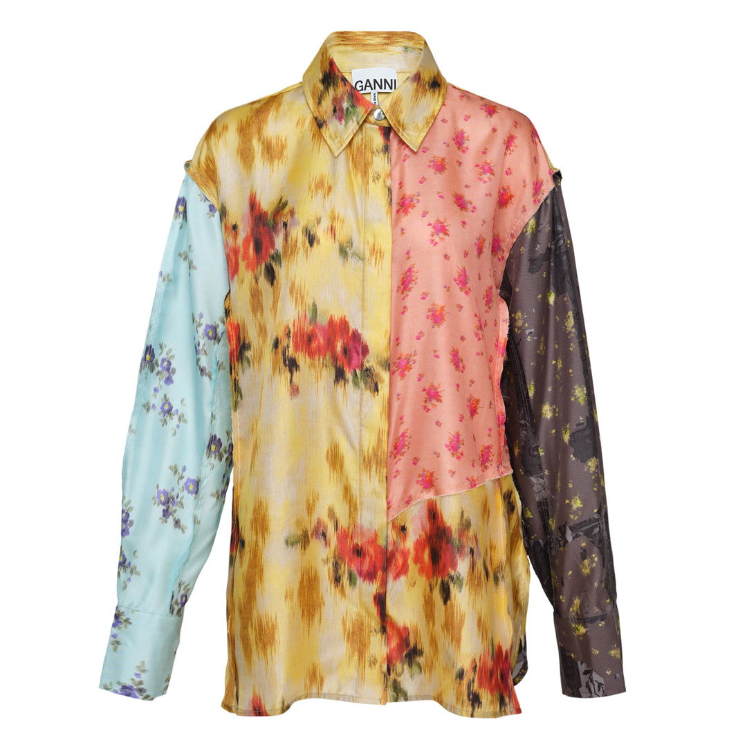 GANNI Multi Printed Silk Twill Long Shirt – Available at Club 21, Official Retailer in Singapore, Malaysia & Thailand with Global Shipping Online