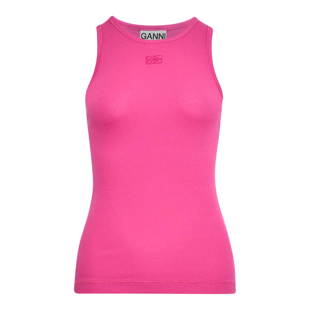 GANNI Soft Cotton Rib Tank Top – Available at Club 21, Official Retailer in Singapore, Malaysia & Thailand with Global Shipping Online