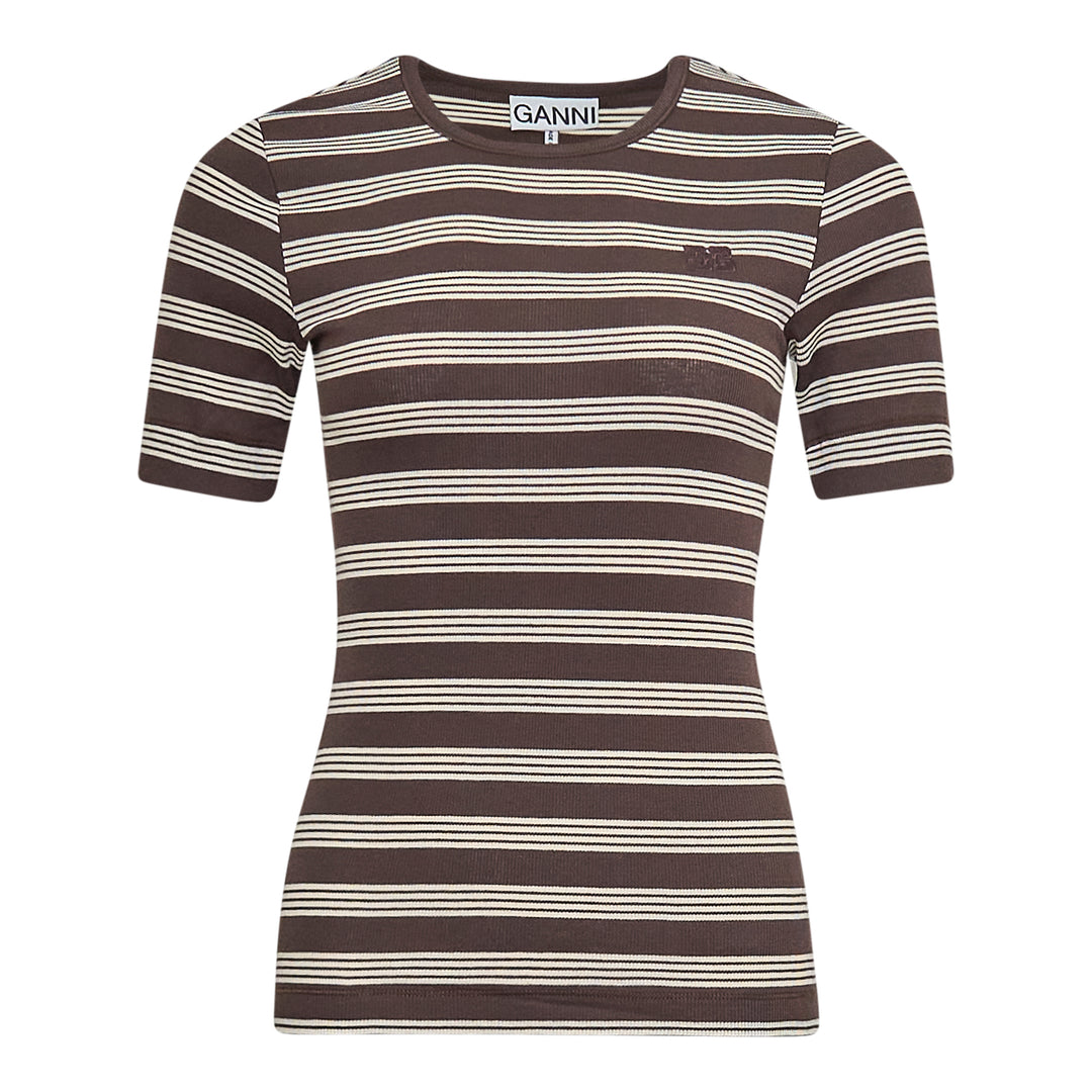 GANNI Soft Cotton Rib Short Sleeve T-Shirt – Available at Club 21, Official Retailer in Singapore, Malaysia & Thailand with Global Shipping Online