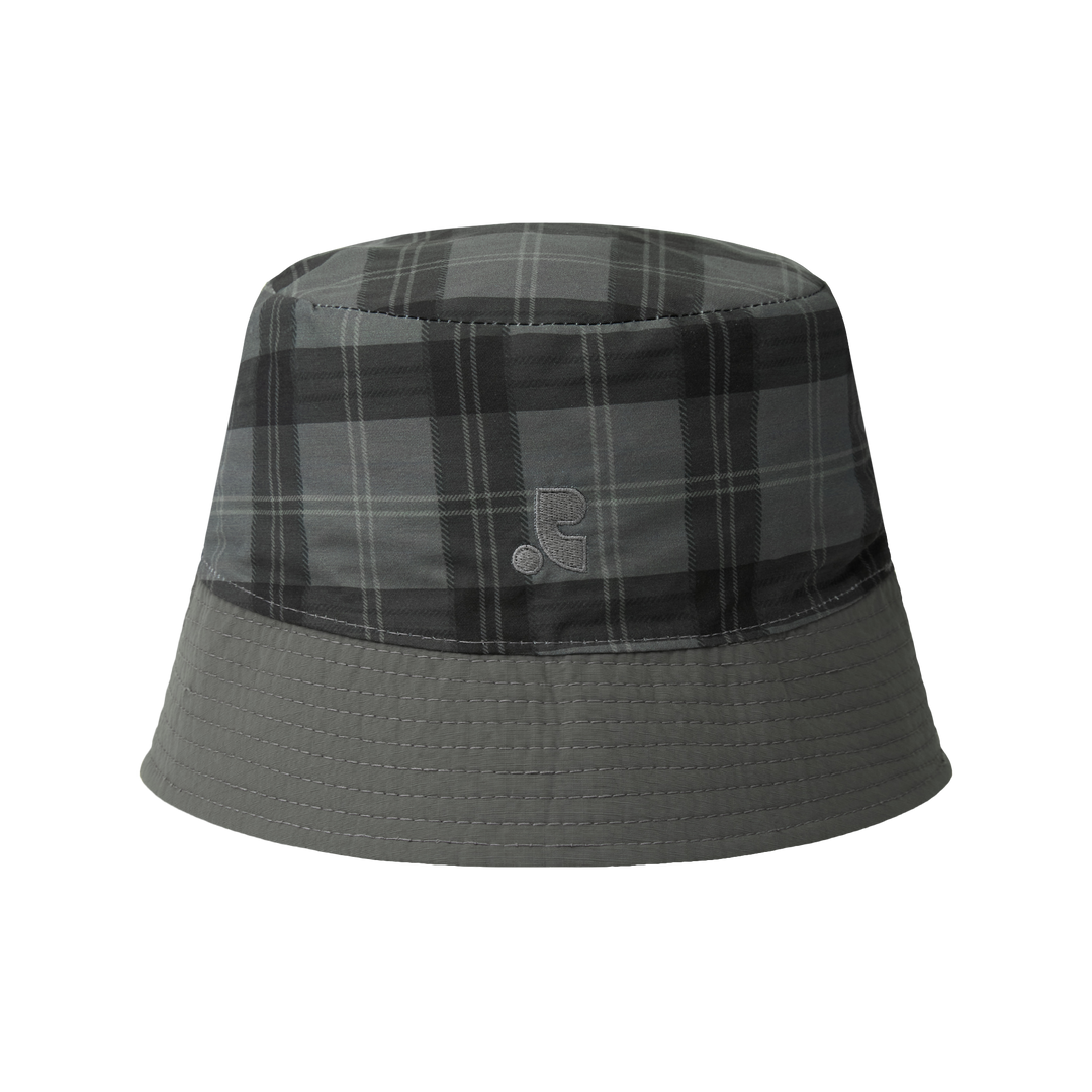 Rest&Recreation Reversible Nylon Bucket Hat in grey, featuring a structured downward-sloping brim with topstitching and embroidered script branding on the panelled crown body - view 4