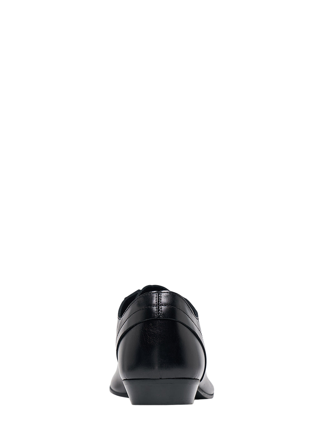 Phileo x Renli Su Cascade black leather lace-up shoe with low stacked heel, shown in side profile - view 3
