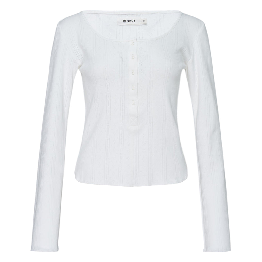 Honey Eyelet Button Long Sleeve Top