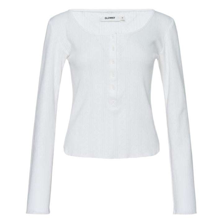 Honey Eyelet Button Long Sleeve Top