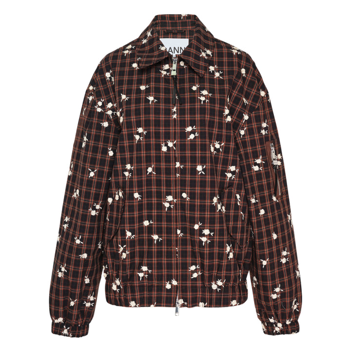 Check Floral Bomber Jacket