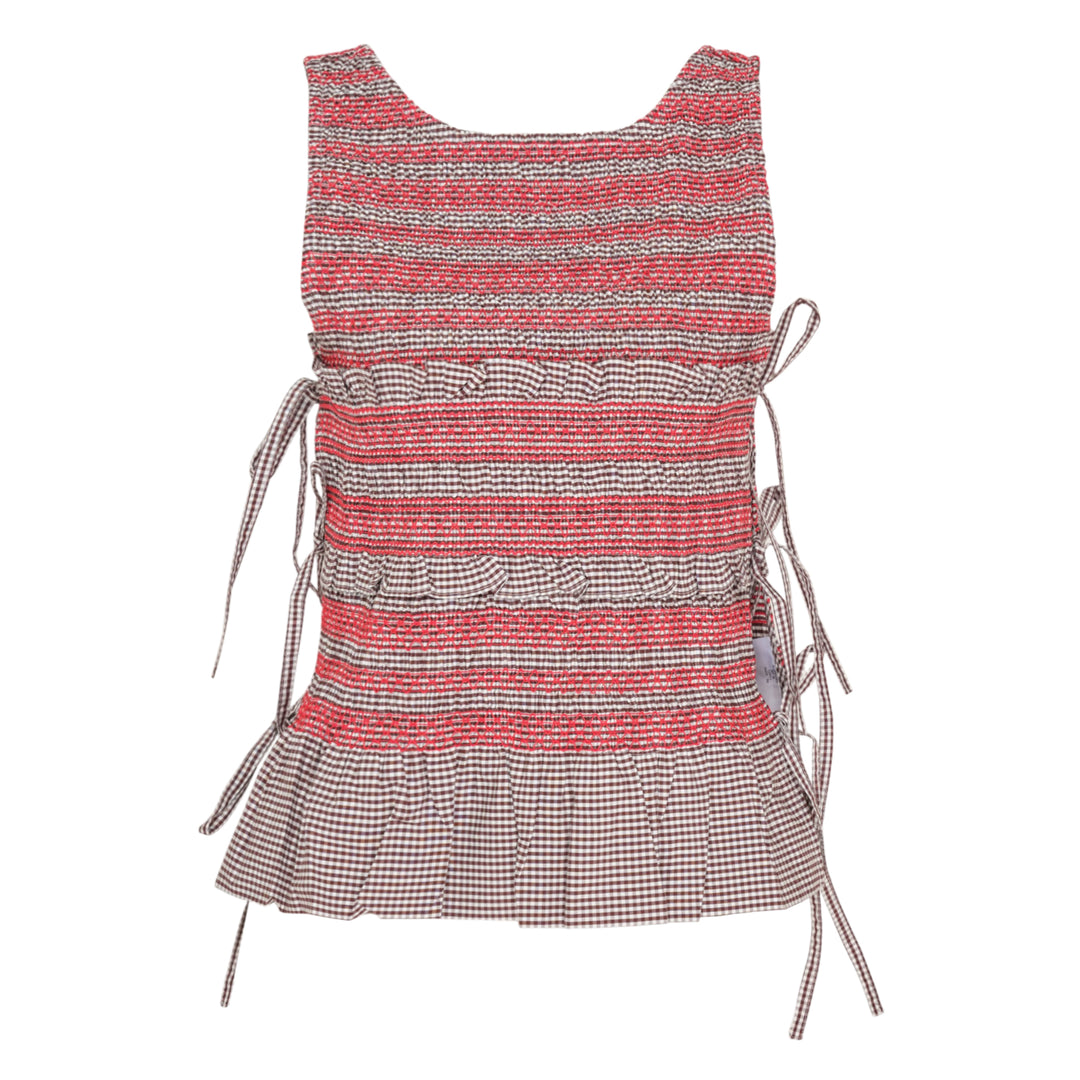 Check Cotton Smocked Tie Top