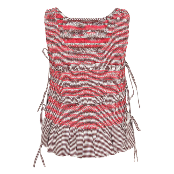 Check Cotton Smocked Tie Top