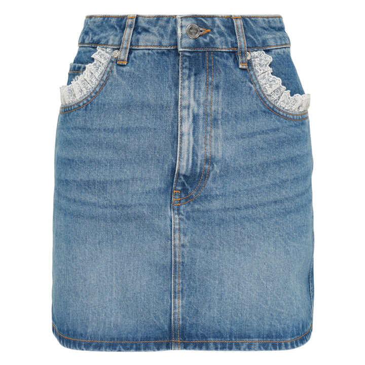 Rigid Denim Lace Mini Skirt