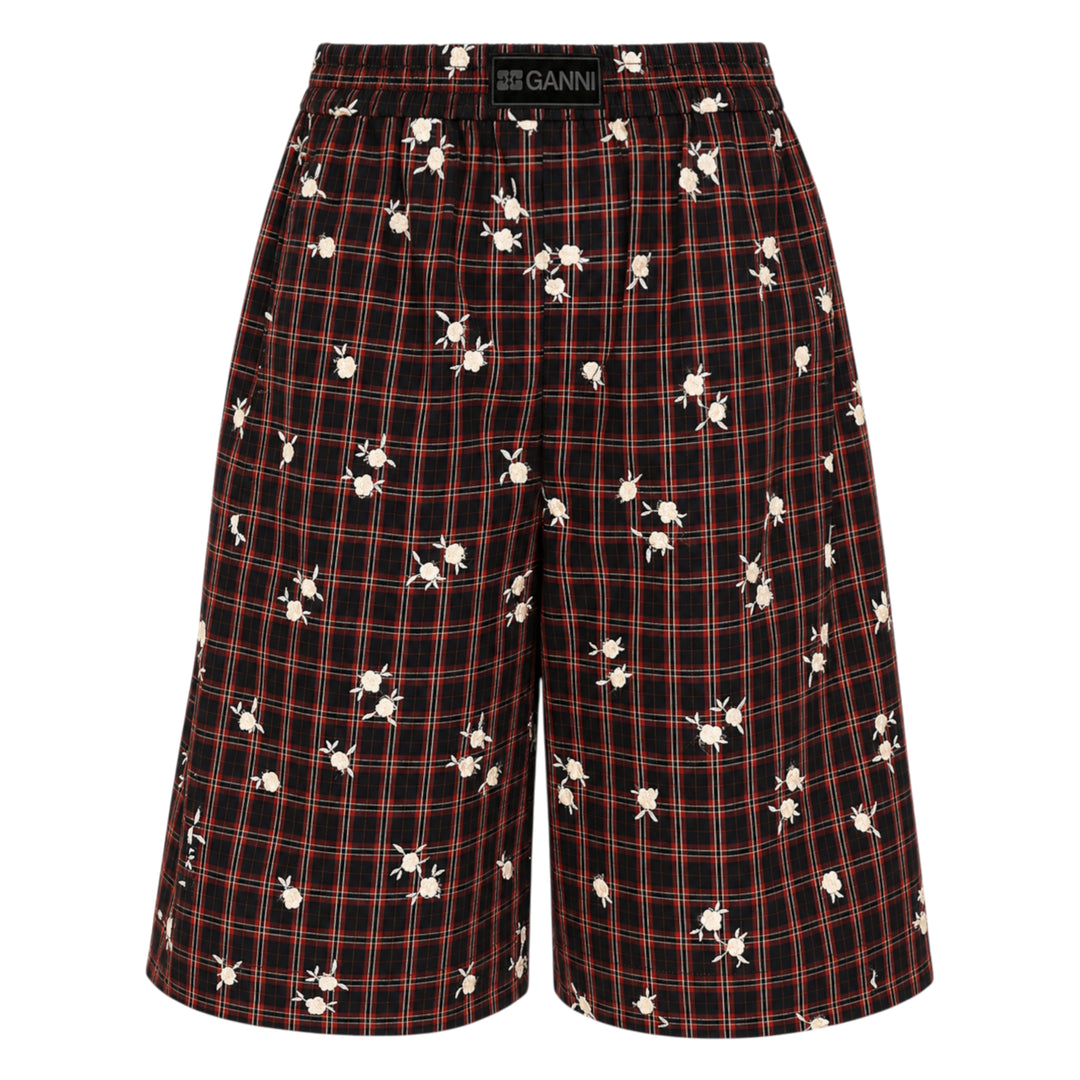 Yarn Dyed Check Flower Shorts
