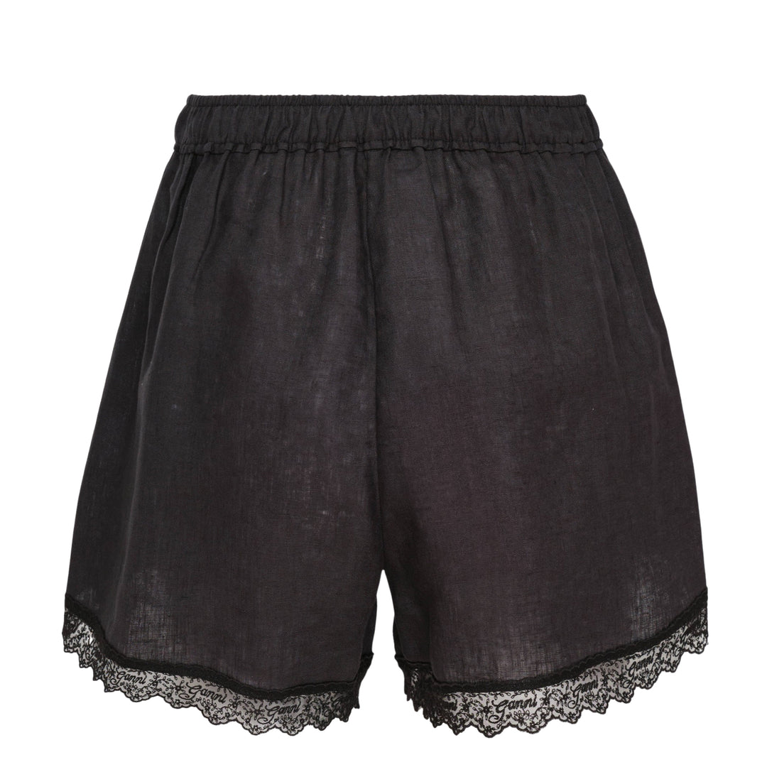 Light Linen Lace Hem Shorts