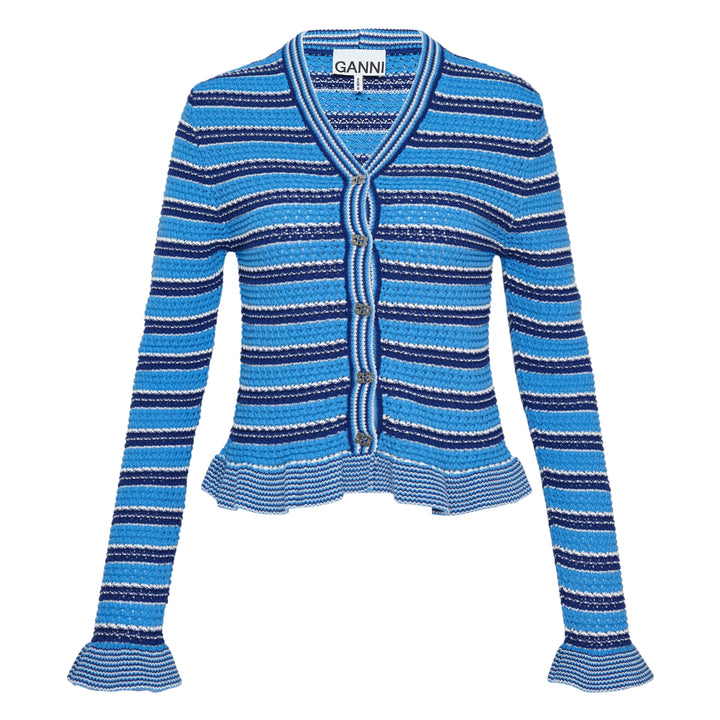 Cotton Pointelle Stripe Cardigan