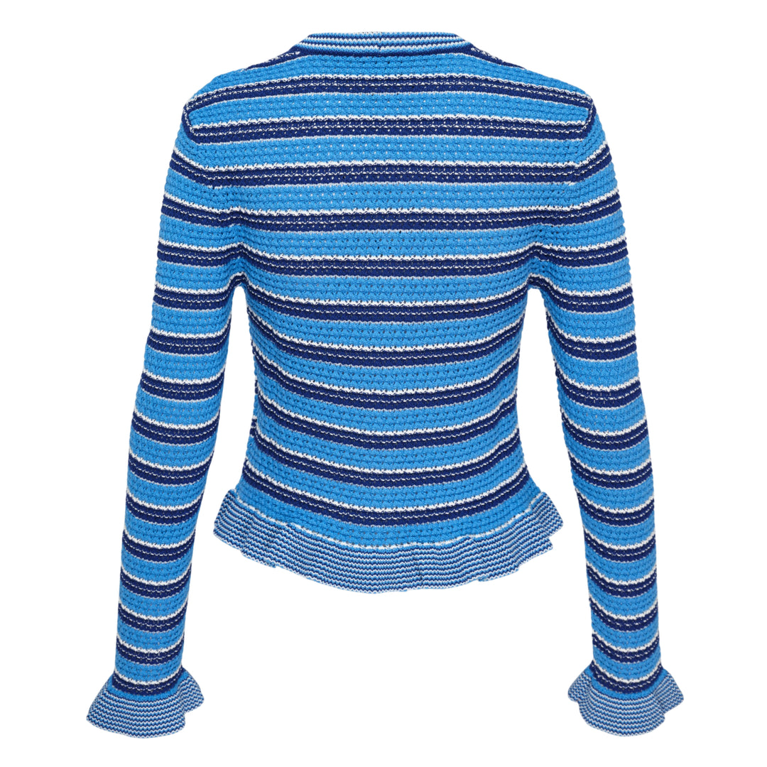 Cotton Pointelle Stripe Cardigan