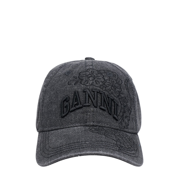 Washed Embroidery Denim Cap