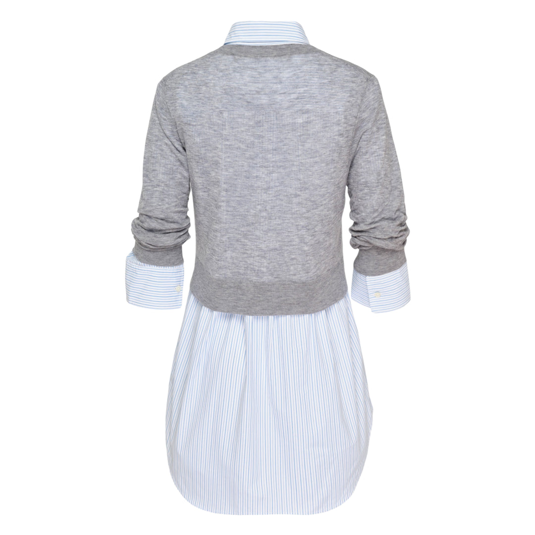 Button Up Sheer Crewneck Combo