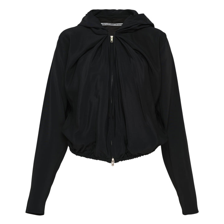 Pleated Neckline Zip Hoodie