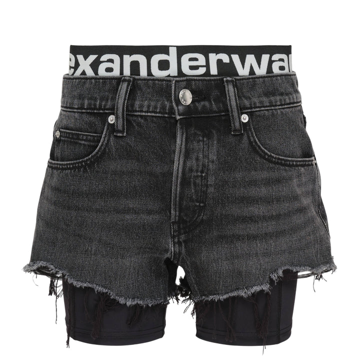 Relaxed Denim Shorts With Logo Waistband