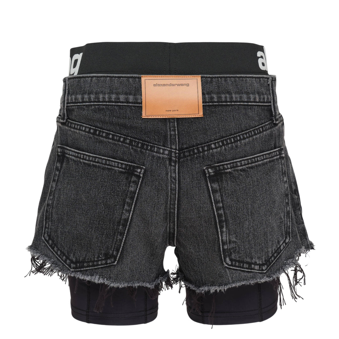 Relaxed Denim Shorts With Logo Waistband