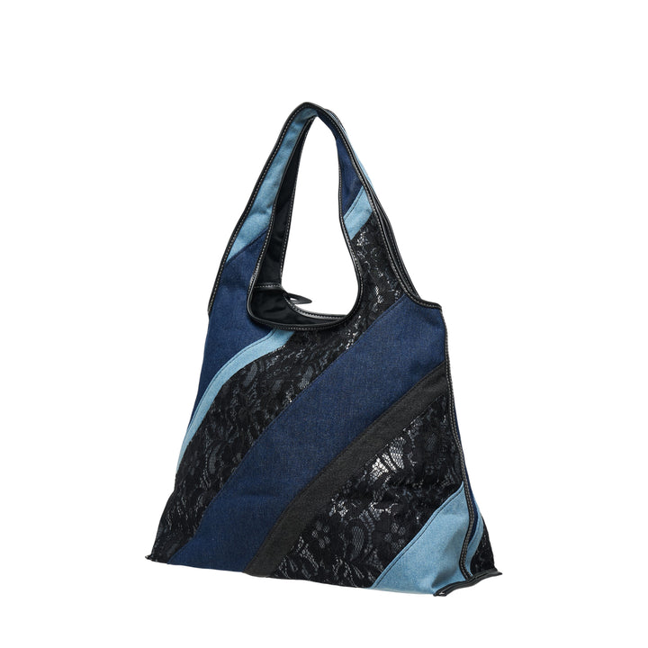 Lace Patchwork Denim Tote