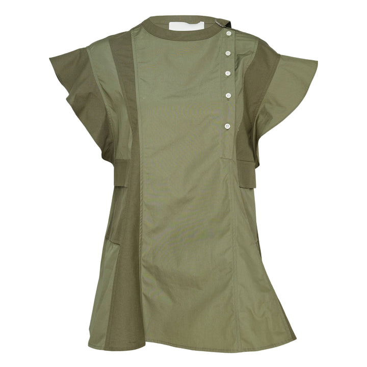 Tonal Poplin Ruffle Blouse