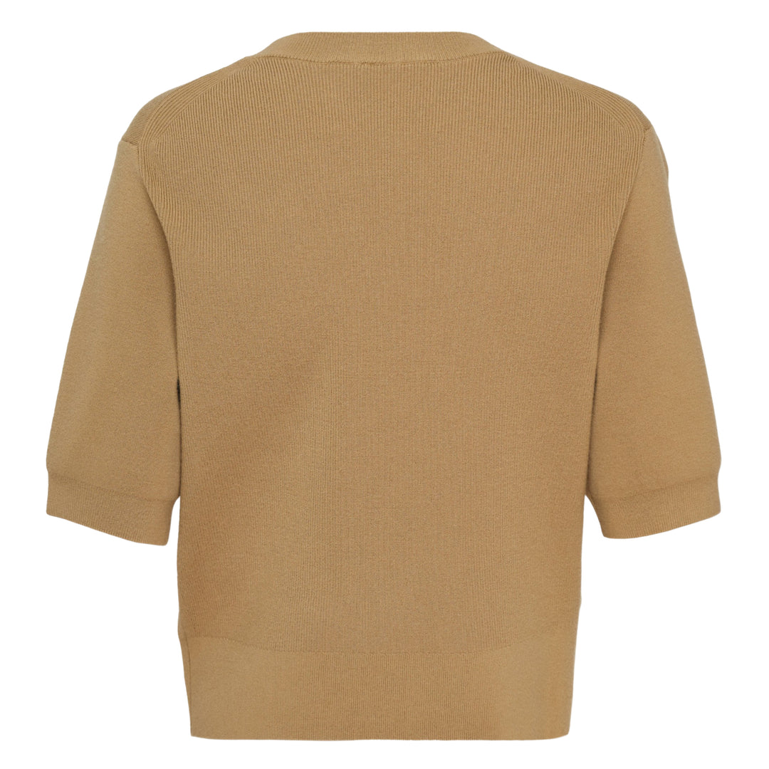 3/4 Sleeve Beaded Pocket Knit Top