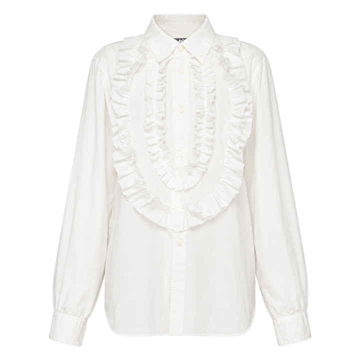 Long Sleeve Ruffle Bib Shirt