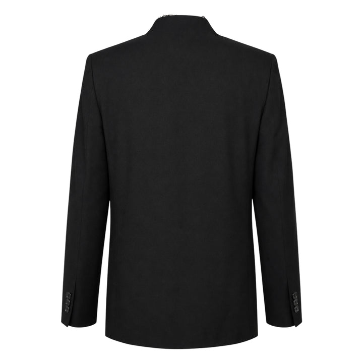 Wool Gabardine Mandarin Collar Jacket