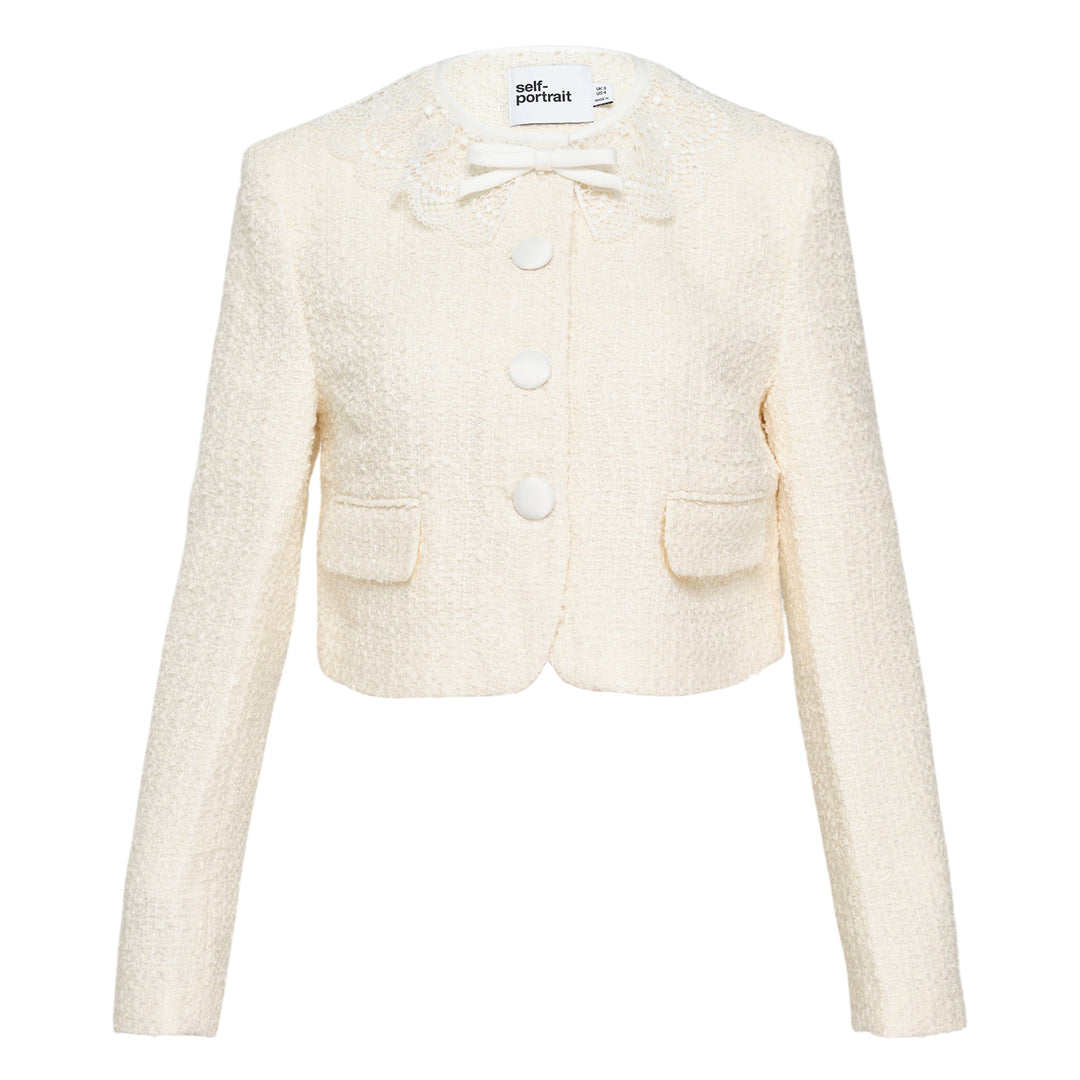 Cream Boucle Lace Collar Jacket