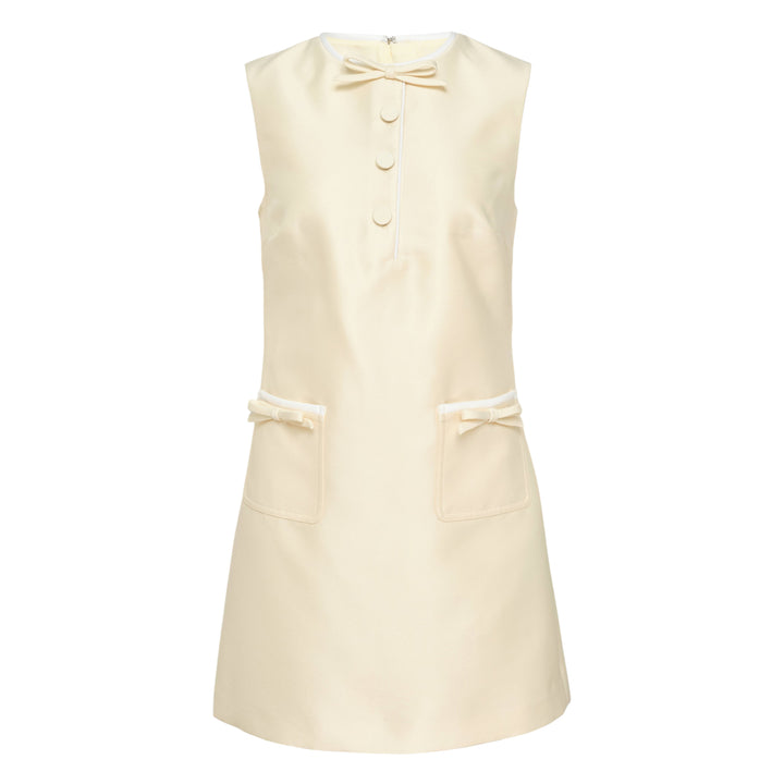 Yellow Taffeta Bow Mini Dress