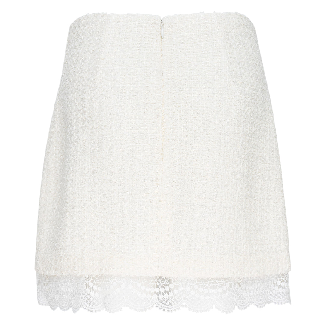 Cream Bouclé Lace Mini Skirt