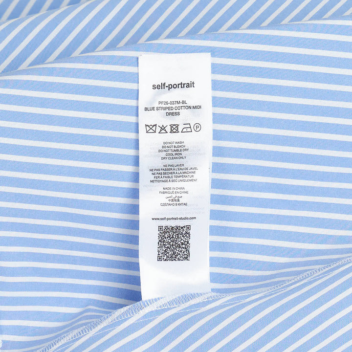 Blue Striped Cotton Midi Dress