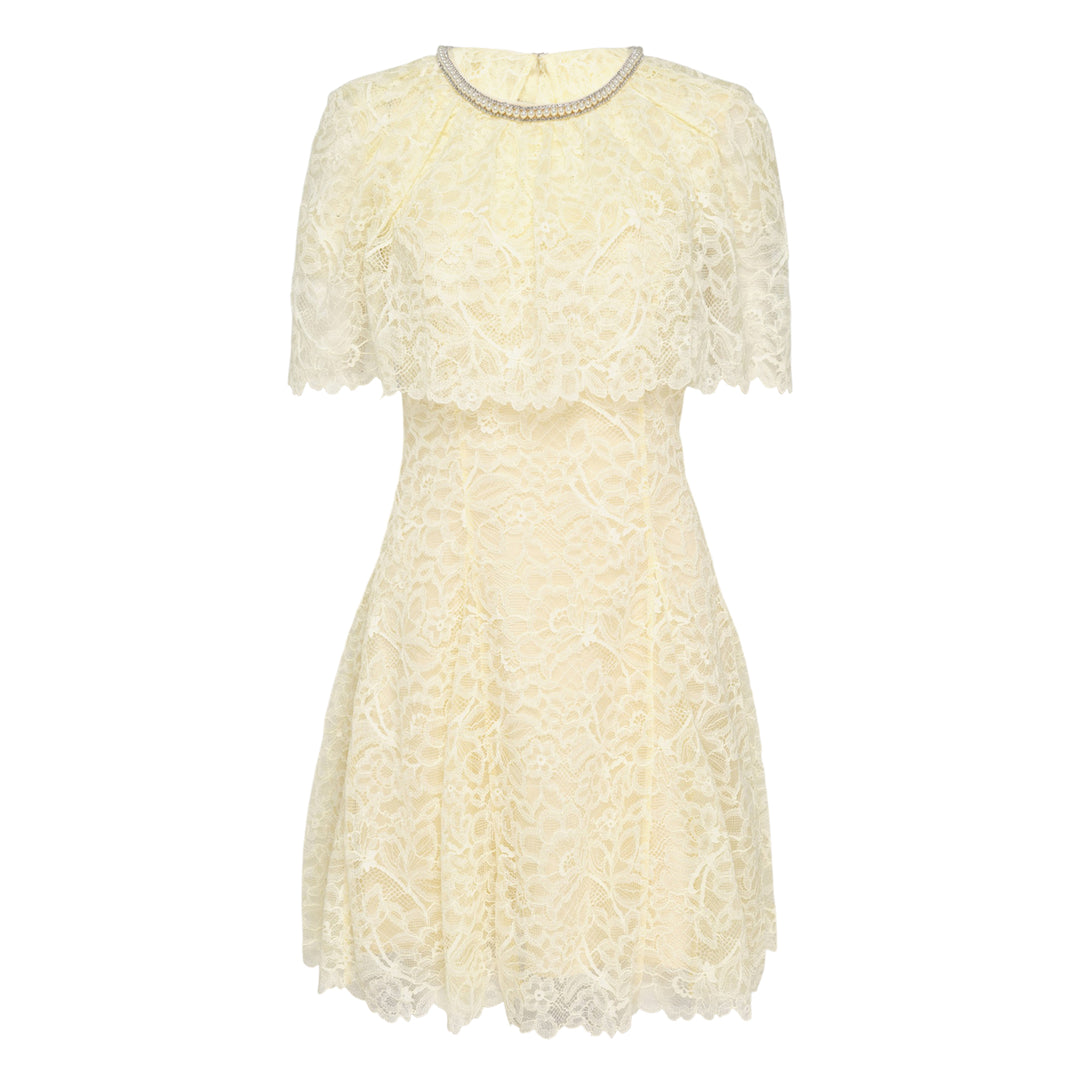 Yellow Lace Cape Mini Dress