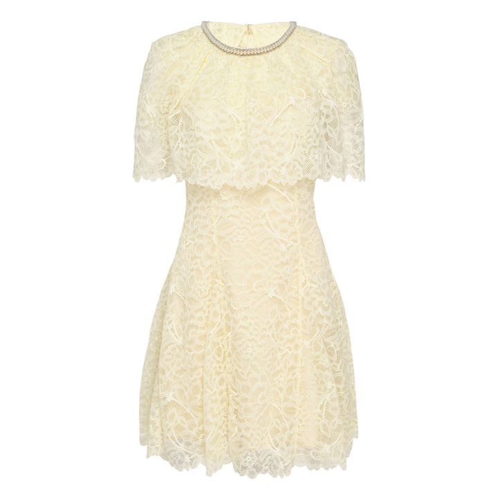 Yellow Lace Cape Mini Dress