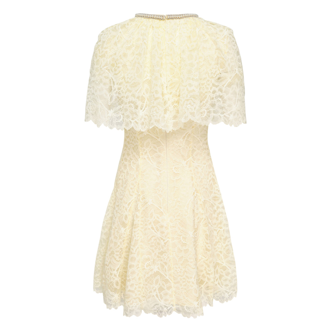 Yellow Lace Cape Mini Dress