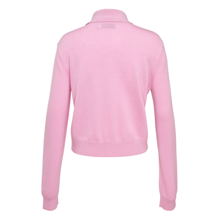 Pink Flower Embroidered Knit Cardigan