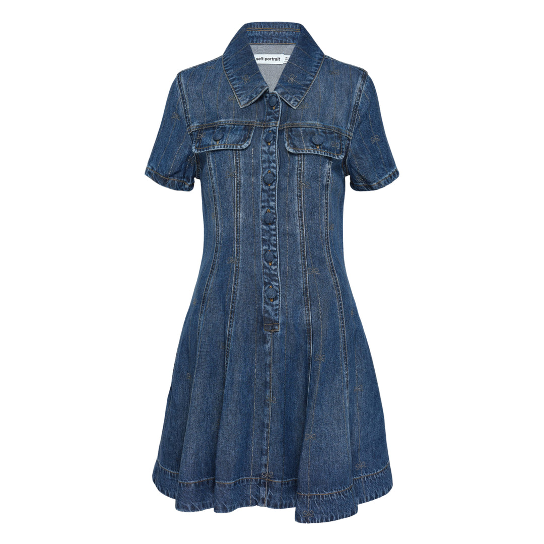 Rhinestone Stripe Denim Mini Dress