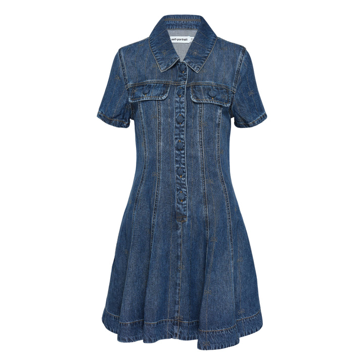Rhinestone Stripe Denim Mini Dress