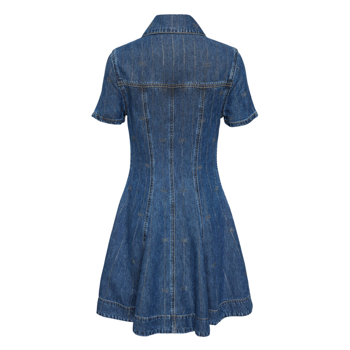 Rhinestone Stripe Denim Mini Dress