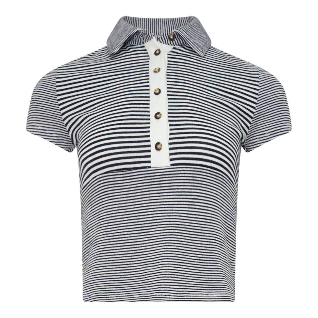 Knit Button Stripe Polo