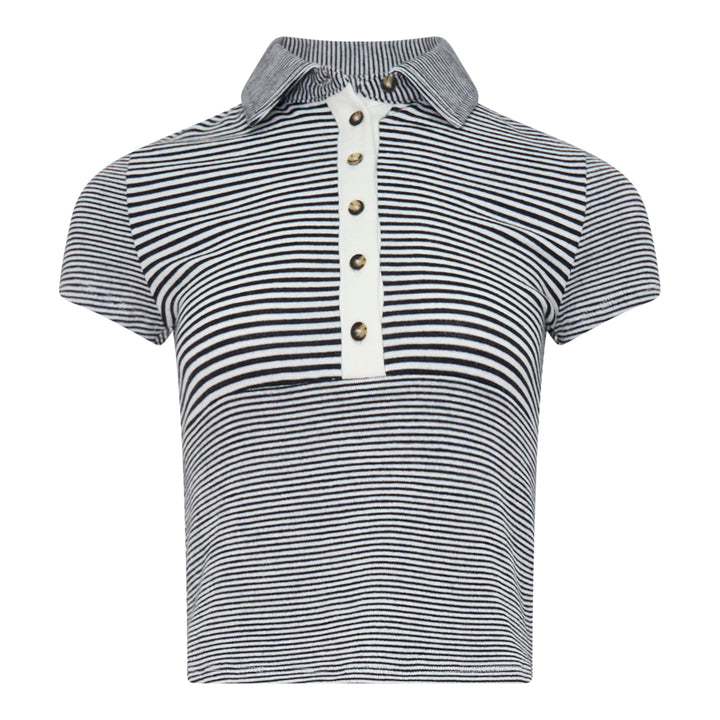 Knit Button Stripe Polo