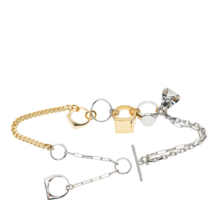 Mixed Metal Ring Chain Necklace