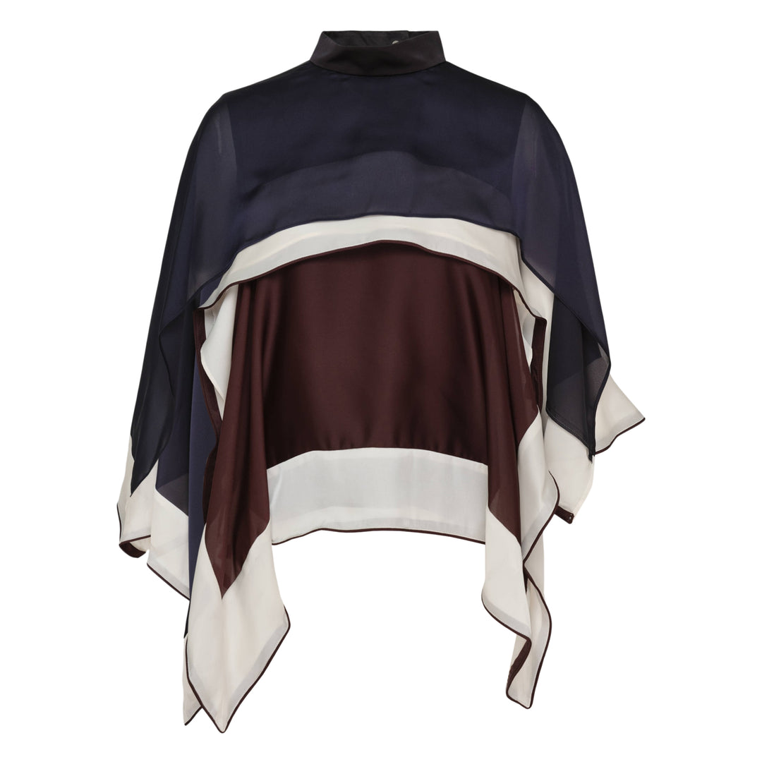 Satin Chiffon Poncho Top