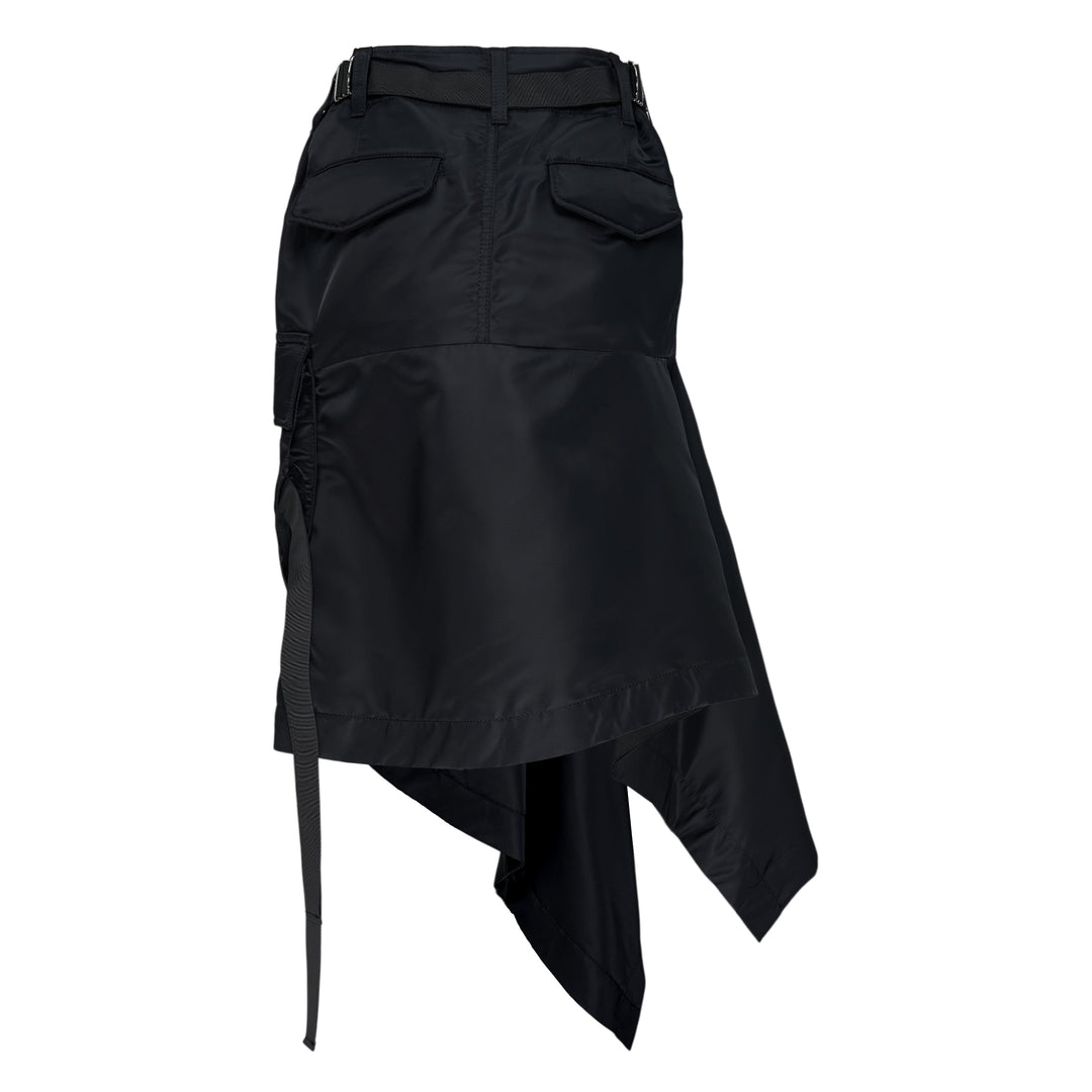 Nylon Twill Asymmetric Cargo Skirt