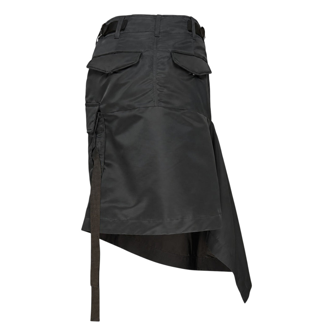 Nylon Twill Asymmetric Cargo Skirt