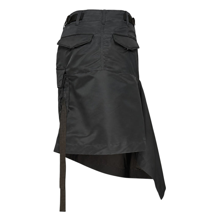 Nylon Twill Asymmetric Cargo Skirt