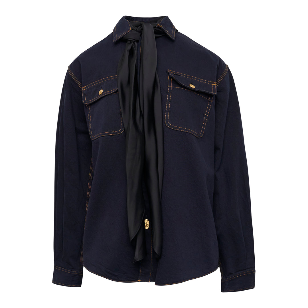 Denim Shirt with Scarf