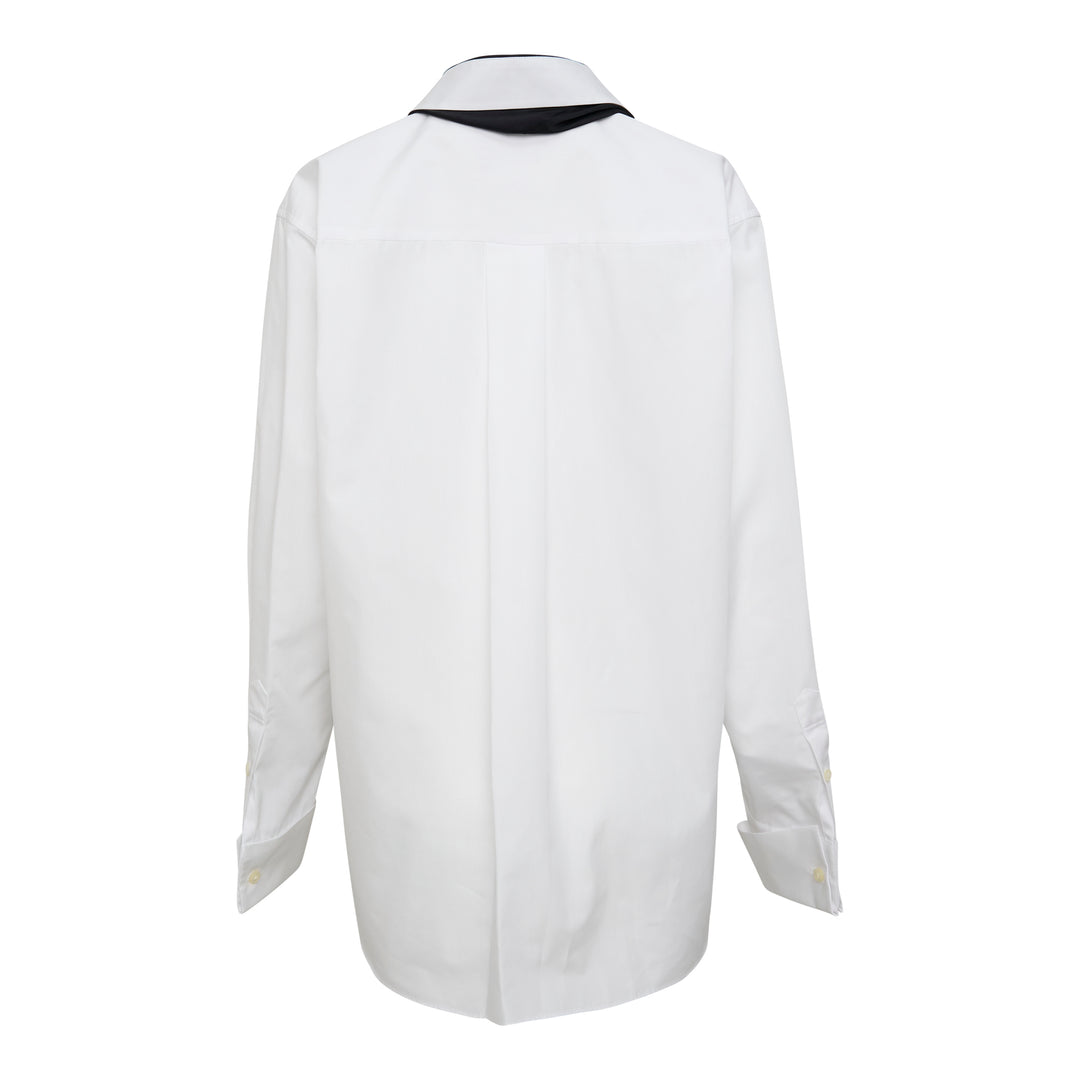White Poplin Scarf Shirt