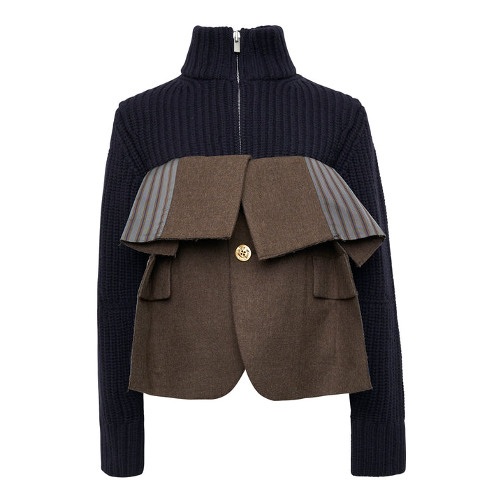 Wool Melton Knit Blouson